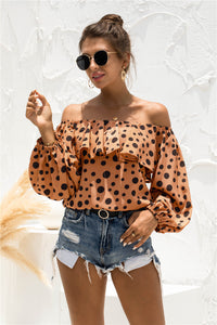 Thumbnail for Polka Dot Off-Shoulder Layered Blouse - MiaMoré