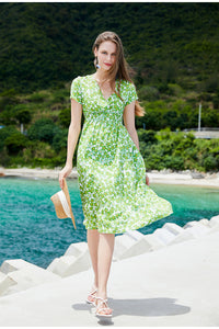 Thumbnail for Surplice Short Sleeve Knee Length Dress