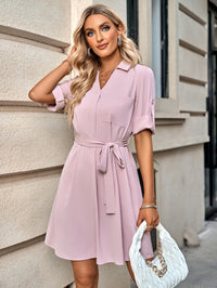 Thumbnail for Johnny Collar Tie Belt Dress