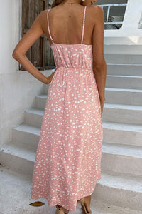 Thumbnail for Printed Surplice Adjustable Spaghetti Strap Maxi Dress
