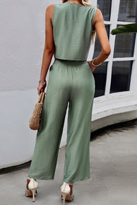 Thumbnail for V-Neck Tank and Drawstring Pants Set