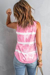 Thumbnail for Tie-Dye Scoop Neck Henley Tank