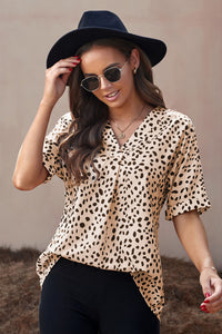Thumbnail for Printed V-Neck Cuffed Tunic Top - MiaMore | Luxary Classic Charm