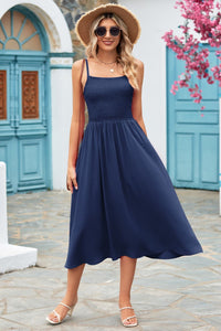 Thumbnail for Smocked Spaghetti Strap Midi Dress