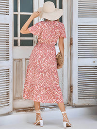 Thumbnail for Printed Flutter Sleeve Tiered Dress