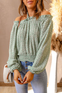 Thumbnail for Ditsy Floral Halter Neck Frill Trim Blouse - MiaMore | Luxary Classic Charm
