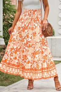 Thumbnail for Floral Smocked Tiered Maxi Skirt