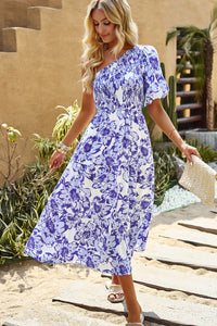 Thumbnail for Floral One-Shoulder Smocked Midi Dress