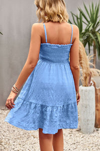 Thumbnail for Spaghetti Strap Ruched Ruffle Hem Dress