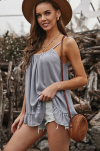 Thumbnail for Ruffle Hem Adjustable Spaghetti Strap Cami