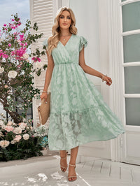 Thumbnail for Floral Surplice Flutter Sleeve Dress