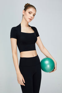 Thumbnail for Short Sleeve Cropped Sports Top