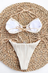 Thumbnail for Textured Halter Neck Tied Bikini Set