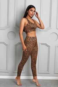 Thumbnail for Printed Sports Bra and Leggings Set