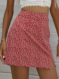 Thumbnail for Ditsy Floral Slit Mini Skirt