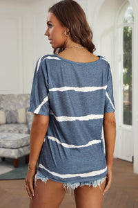 Thumbnail for Striped Tie Front Tee Shirt - MiaMore | Luxary Classic Charm