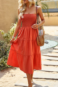Thumbnail for Smocked Strapless Tiered Midi Dress