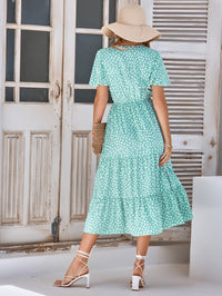 Thumbnail for Printed Flutter Sleeve Tiered Dress