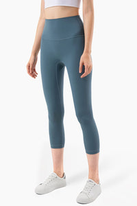 Thumbnail for Feel Like Skin Elastic Waistband Cropped Yoga Leggings