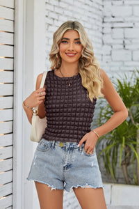Thumbnail for Textured Round Neck Tank