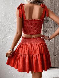 Thumbnail for Smocked Tank and Frill Trim Skirt Set
