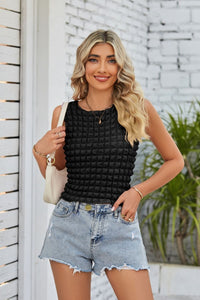 Thumbnail for Textured Round Neck Tank
