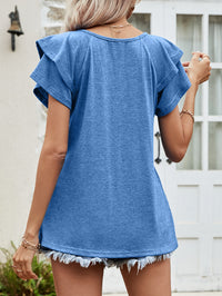Thumbnail for Layered Flutter Sleeve V-Neck Top - MiaMore | Luxary Classic Charm