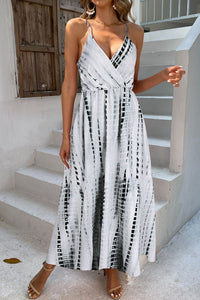 Thumbnail for Printed Surplice Adjustable Spaghetti Strap Maxi Dress