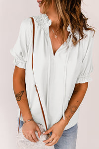 Thumbnail for Smocked Frill Trim Flounce Sleeve Blouse - MiaMore | Luxary Classic Charm