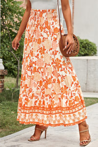 Thumbnail for Floral Smocked Tiered Maxi Skirt