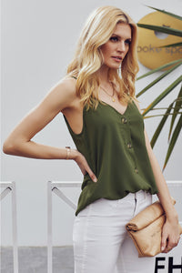 Thumbnail for Buttoned V-Neck Cami