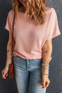Thumbnail for Boat Neck Waffle-Knit Top - MiaMore | Luxary Classic Charm