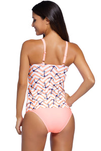 Thumbnail for Printed Spaghetti Strap Scoop Neck Tankini Set
