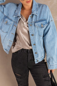 Thumbnail for Button Down Dropped Shoulder Denim Jacket