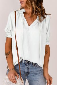 Thumbnail for Smocked Frill Trim Flounce Sleeve Blouse - MiaMore | Luxary Classic Charm