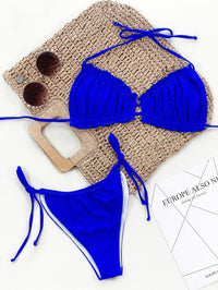 Thumbnail for Frill Trill Halter Neck Bikini Set