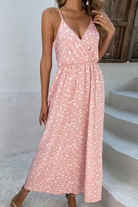 Thumbnail for Printed Surplice Adjustable Spaghetti Strap Maxi Dress
