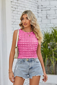 Thumbnail for Textured Round Neck Tank