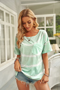 Thumbnail for Tie-Dye Slit Dropped Shoulder Tee Shirt - MiaMore | Luxary Classic Charm