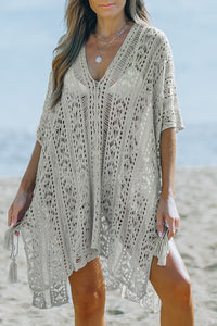 Thumbnail for Openwork V-Neck Slit Cover Up