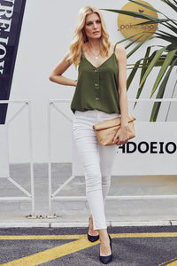 Thumbnail for Buttoned V-Neck Cami