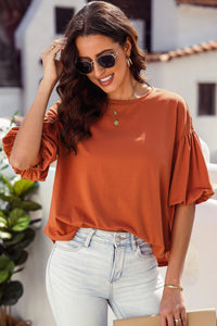 Thumbnail for Puff Sleeve Curved Hem Blouse - MiaMore | Luxary Classic Charm