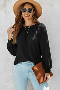 Thumbnail for Waffle-Knit Long Raglan Sleeve Top - MiaMore | Luxary Classic Charm