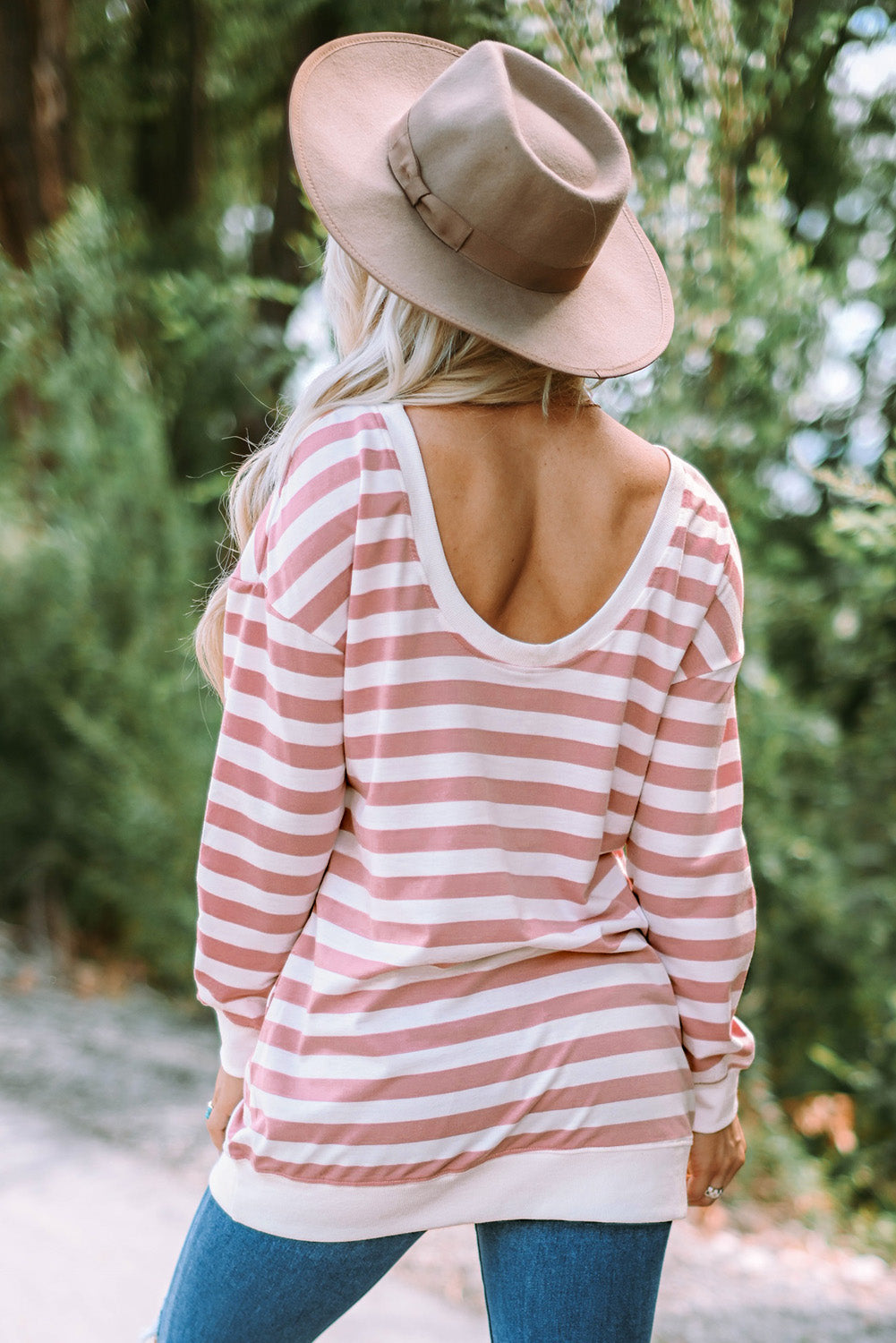 Striped Dropped Shoulder Longline Top - MiaMore | Luxary Classic Charm