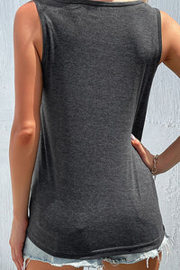 Thumbnail for Decorative Button Twisted Scoop Neck Tank