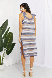 Thumbnail for Striped Tie Shoulder Split Cover Up Dress