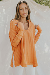 Thumbnail for Waffle-Knit Slit Drop Shoulder Top