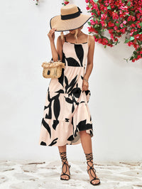 Thumbnail for Printed Spaghetti Strap Tiered Midi Dress