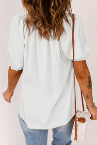 Thumbnail for Smocked Frill Trim Flounce Sleeve Blouse - MiaMore | Luxary Classic Charm