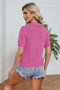 Thumbnail for Johnny Collar Short Sleeve Knit Top